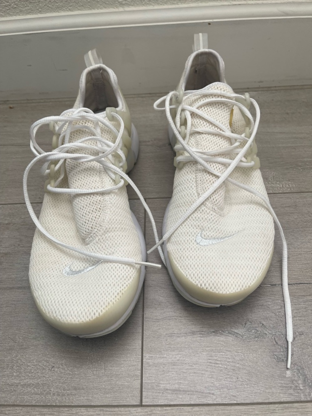 Nike Women's Cream/White Knit Slip-On Training Sneakers